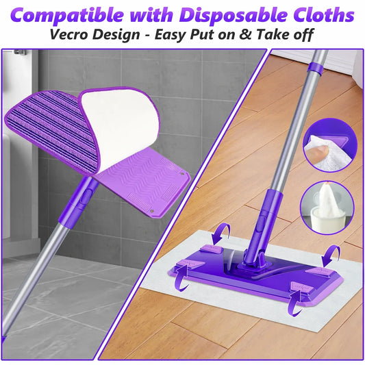 Flat Mops for Hardwood Floors Cleaning: Microfiber Mop with 3 Reusable Washable Mopping Pads for Multi-Surface Floor Laminate Wood Tile Vinyl Wall Wet Dry Dust Mop for Kitchen Bathroom Apartment