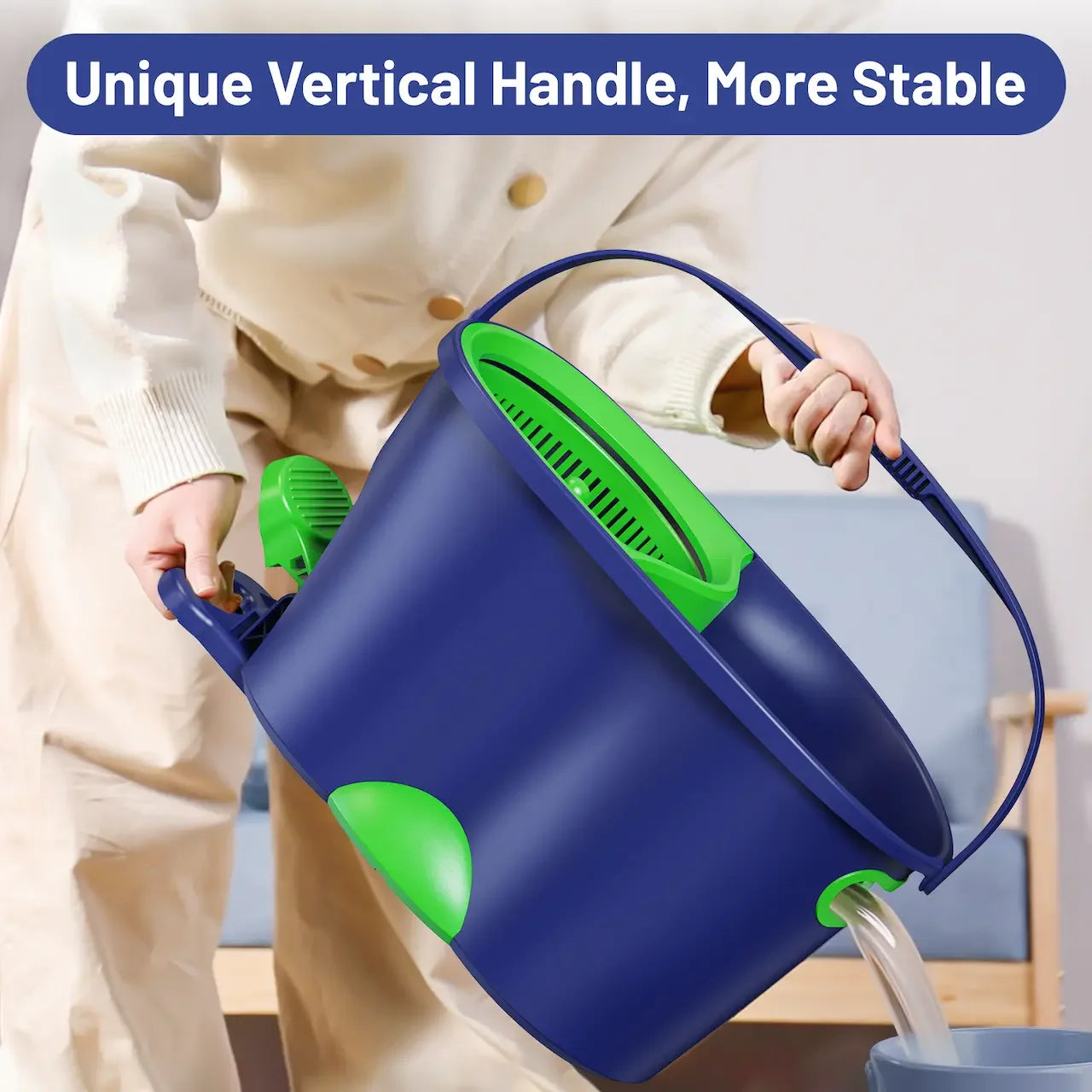 Mop and Bucket with Wringer Set for Home: EHADOO Spin Mop for Floor Cleaning with 6 Microfiber Washable Heads - Bucket System for Hardwood Tiles Laminate Vinyl