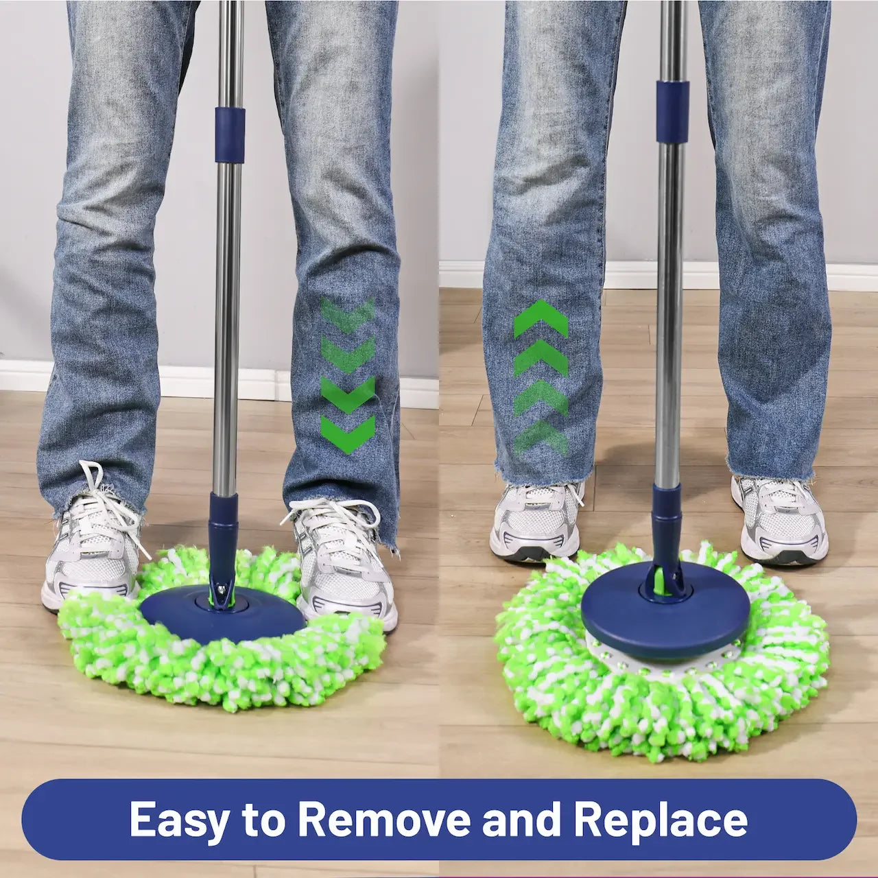 Mop and Bucket with Wringer Set for Home: EHADOO Spin Mop for Floor Cleaning with 6 Microfiber Washable Heads - Bucket System for Hardwood Tiles Laminate Vinyl