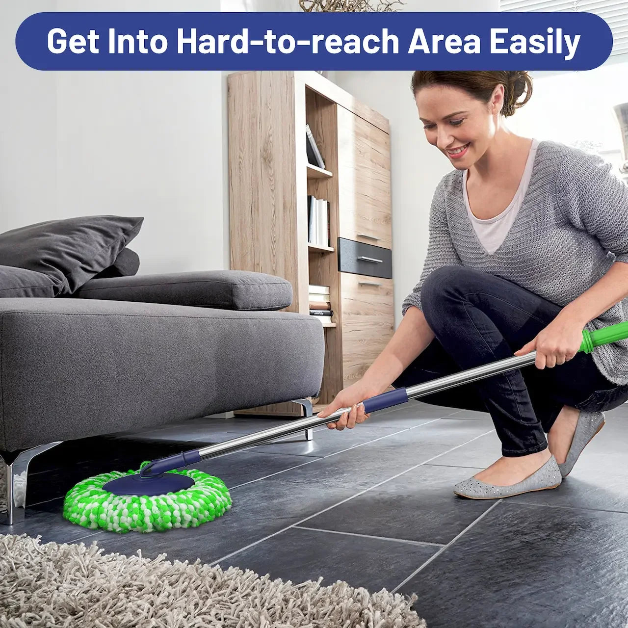 Mop and Bucket with Wringer Set for Home: EHADOO Spin Mop for Floor Cleaning with 6 Microfiber Washable Heads - Bucket System for Hardwood Tiles Laminate Vinyl