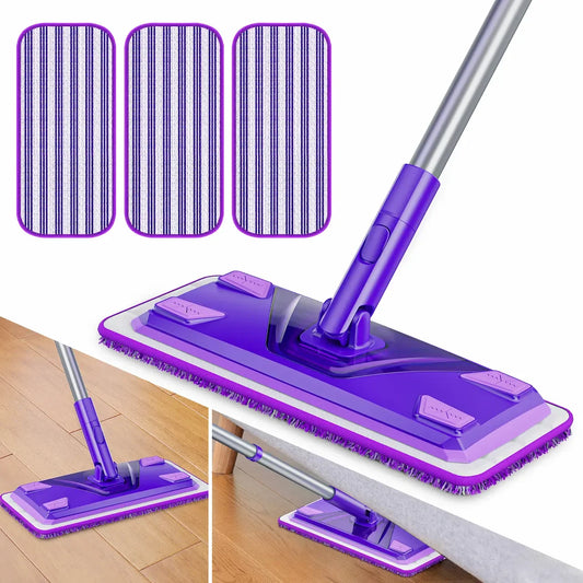 360° Flat Mop with Washable Pads - Deep Cleaning