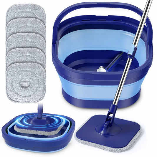 Space-Saving Spin Mop Set - Adjustable & Collapsible