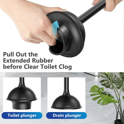 Toilet Brush and Plunger Set for Barthroom: EHADOO Heavy Duty Plunger and Durable Bowl Brush with Holder for Restroom Cleaning - Black