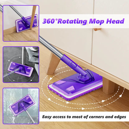 Flat Mops for Hardwood Floors Cleaning: Microfiber Mop with 3 Reusable Washable Mopping Pads for Multi-Surface Floor Laminate Wood Tile Vinyl Wall Wet Dry Dust Mop for Kitchen Bathroom Apartment