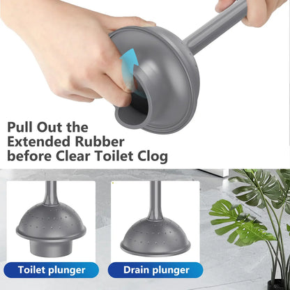 Toilet Brush and Plunger Set for Barthroom: EHADOO Heavy Duty Plunger and Durable Bowl Brush with Holder for Restroom Cleaning - Blue-Gray