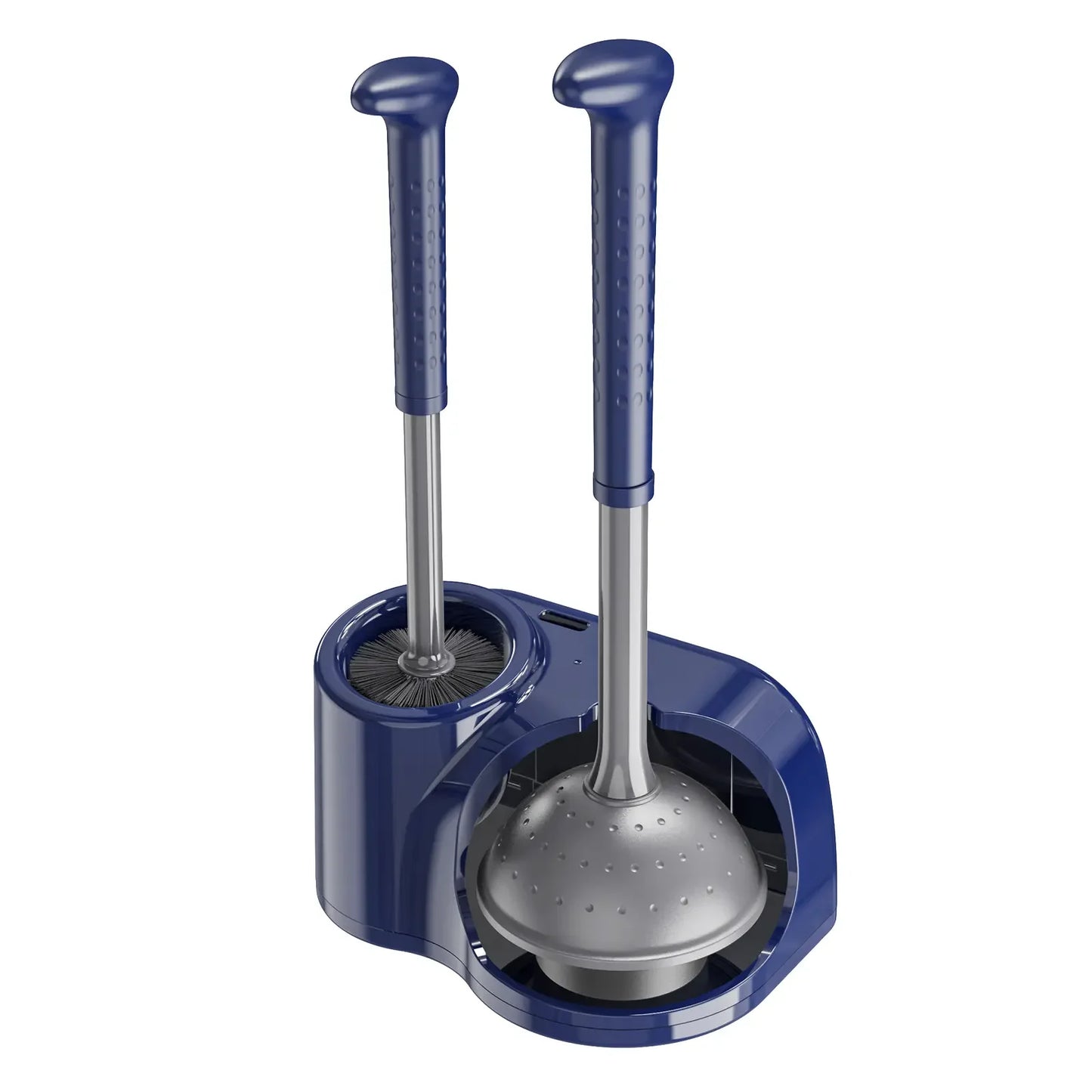 Toilet Brush and Plunger Set for Barthroom: EHADOO Heavy Duty Plunger and Durable Bowl Brush with Holder for Restroom Cleaning - Blue-Gray