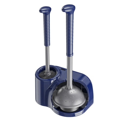 Toilet Brush and Plunger Set for Barthroom: EHADOO Heavy Duty Plunger and Durable Bowl Brush with Holder for Restroom Cleaning - Blue-Gray