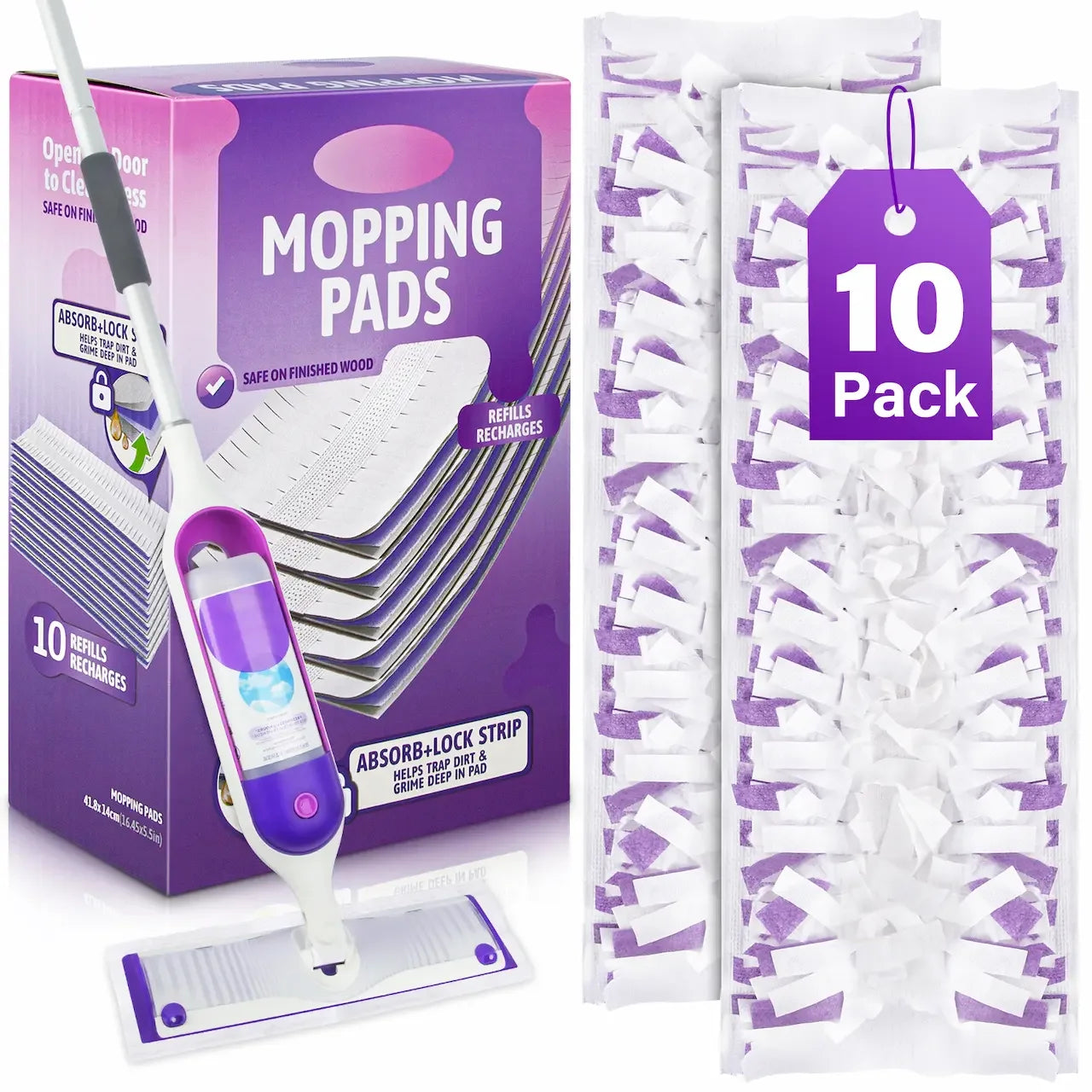 Disposable Mop Pads for Swiffer Powermop: 10 Pcs Wet Dry Pad Refills for Multi-Surface Floor Cleaning - Mopping Replacement for Tile Hardwood - Sweeping Cloths for Home Kichen
