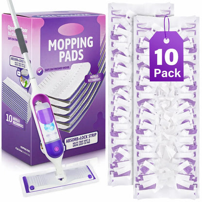 Disposable Mop Pads for Swiffer Powermop: 10 Pcs Wet Dry Pad Refills for Multi-Surface Floor Cleaning - Mopping Replacement for Tile Hardwood - Sweeping Cloths for Home Kichen