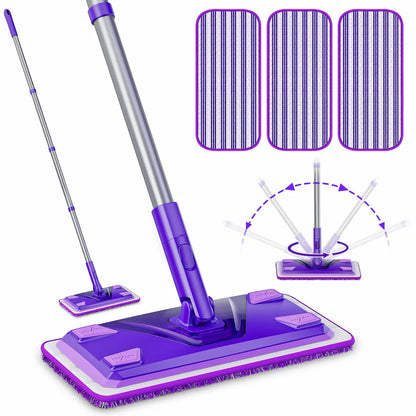 Flat Mops for Hardwood Floors Cleaning: Microfiber Mop for Multi-Surface Floor Laminate Wood Tile Vinyl Wall Wet Dry Dust Mop for Kitchen Bathroom Apartment with White Reusable Washable Mopping Pads
