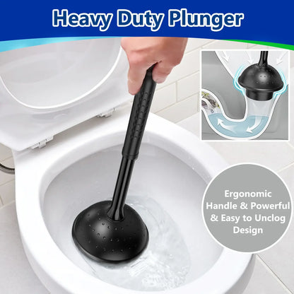 Toilet Brush and Plunger Set for Barthroom: EHADOO Heavy Duty Plunger and Durable Bowl Brush with Holder for Restroom Cleaning - Black