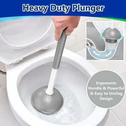 Toilet Brush and Plunger Set for Barthroom: EHADOO Heavy Duty Plunger and Durable Bowl Brush with Holder for Restroom Cleaning - White