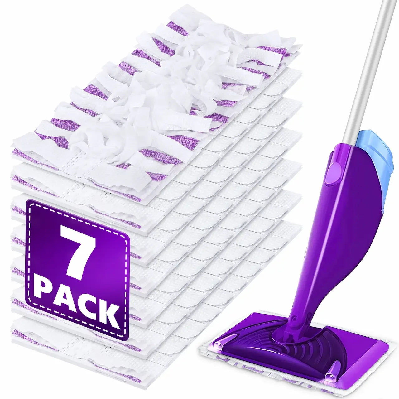 Mop Pads Refill for Swiffer WetJet: 7 PCS Disposable Pad for Hardwood Muilt-Surface Floor Cleaning - Heavy Duty Refills Absorb & Lock Stains