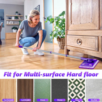 Flat Mops for Hardwood Floors Cleaning: Microfiber Mop for Multi-Surface Floor Laminate Wood Tile Vinyl Wall Wet Dry Dust Mop for Kitchen Bathroom Apartment with White Reusable Washable Mopping Pads