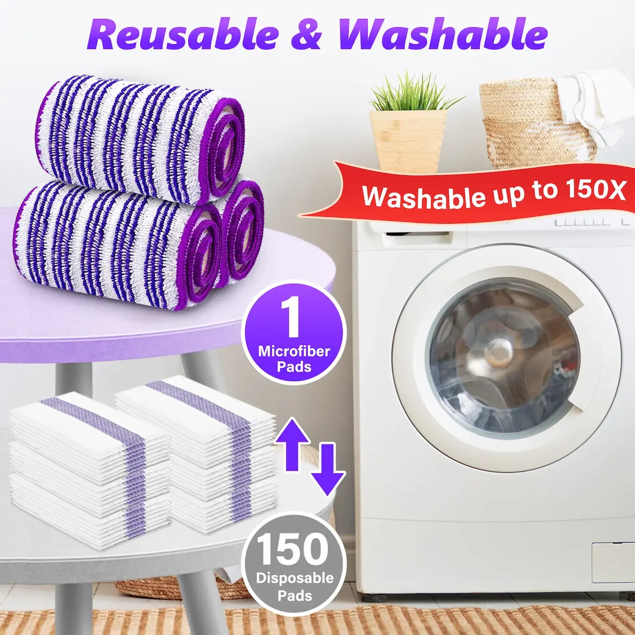 Flat Mops for Hardwood Floors Cleaning: Microfiber Mop for Multi-Surface Floor Laminate Wood Tile Vinyl Wall Wet Dry Dust Mop for Kitchen Bathroom Apartment with White Reusable Washable Mopping Pads