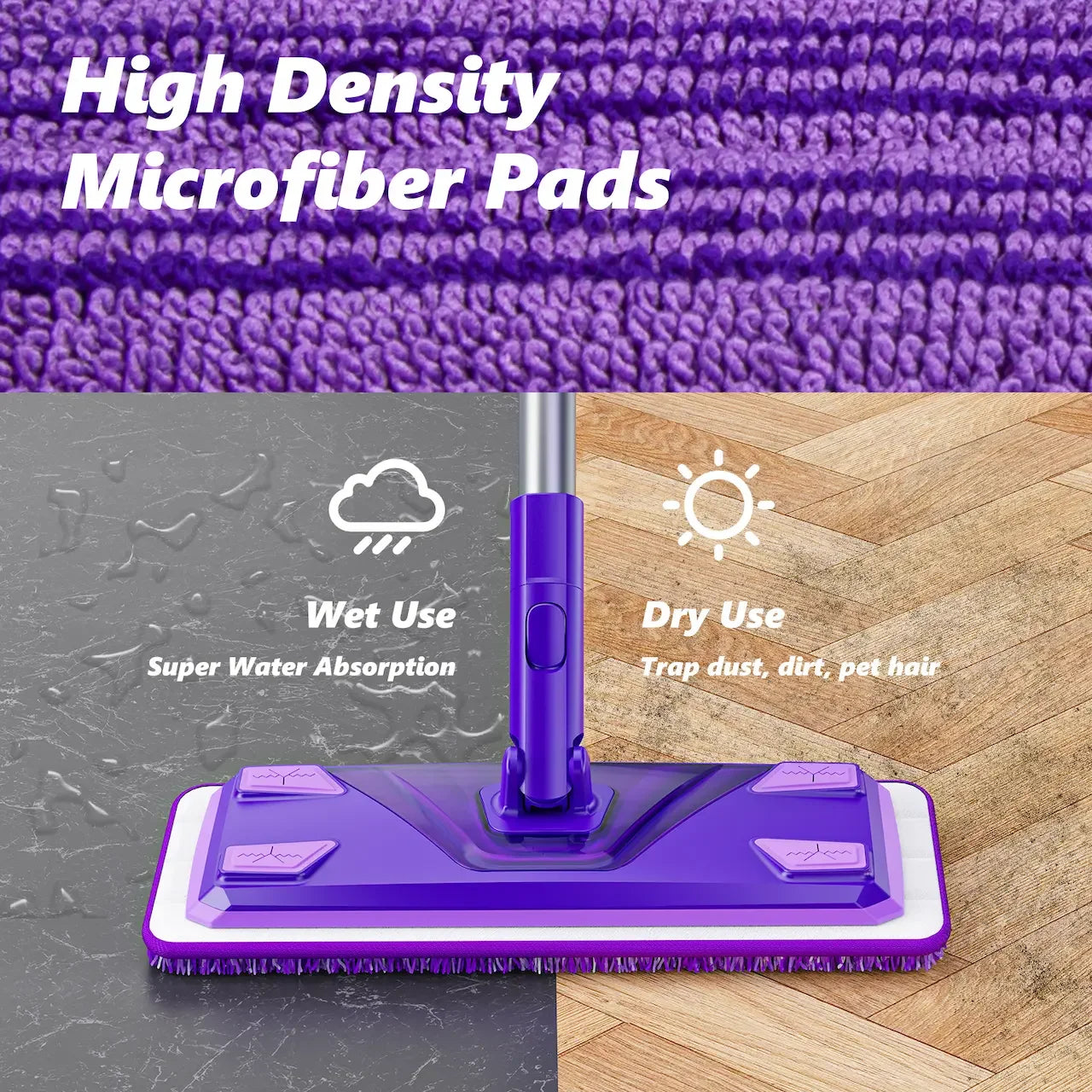 Flat Mops for Hardwood Floors Cleaning: Microfiber Mop with 3 Reusable Washable Mopping Pads for Multi-Surface Floor Laminate Wood Tile Vinyl Wall Wet Dry Dust Mop for Kitchen Bathroom Apartment