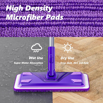 Flat Mops for Hardwood Floors Cleaning: Microfiber Mop with 3 Reusable Washable Mopping Pads for Multi-Surface Floor Laminate Wood Tile Vinyl Wall Wet Dry Dust Mop for Kitchen Bathroom Apartment