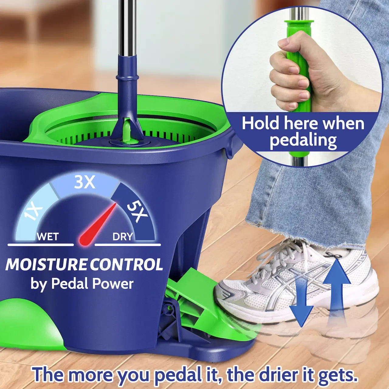EHADOO Spin Mop & Bucket Set - 6 Washable Heads